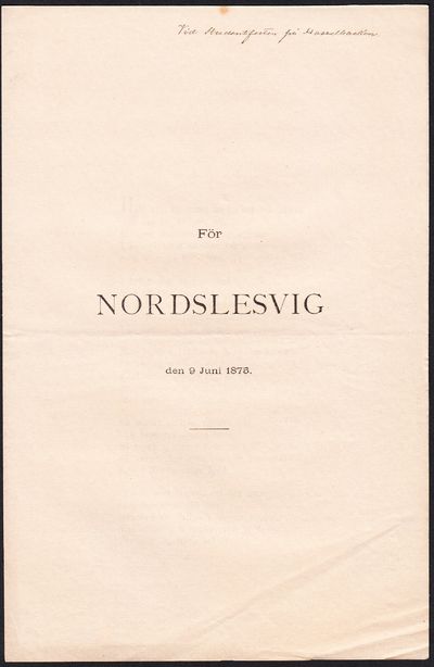 För Nordslesvig den 9 juni 1875.