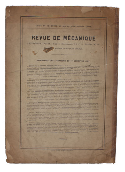 Sur la constuction des machines algébriques. Extrait de la Revue de Mécanique, nos de septembre-octobre 1901. - [THE BIRTH OF COMPUTING - TORRES QUEVEDO'S CALCULATING MACHINES] (photo 2)