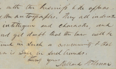 President Millard Fillmore Writes Daniel Webster on the Compromise of 1850