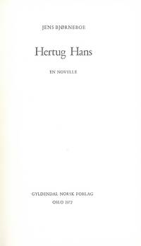 Hertug Hans. En novelle.