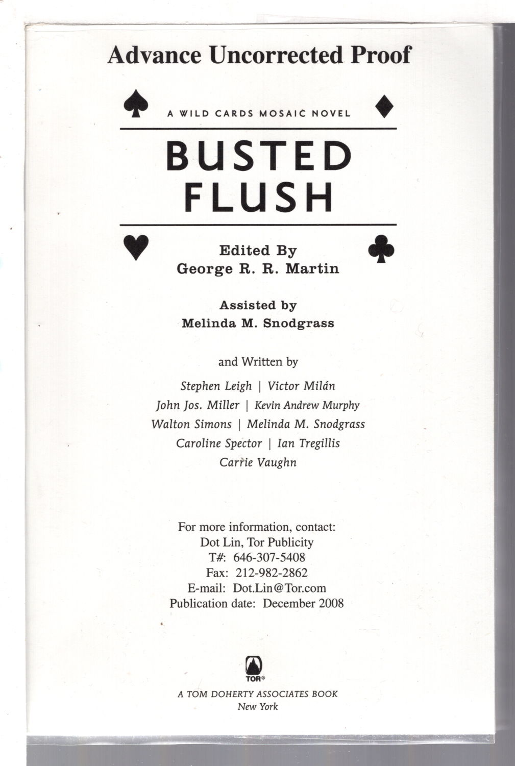 BUSTED FLUSH A Wild Cards Mosaic Novel. by editors and Melinda