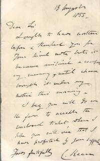 image of Fine Autograph Letter Signed to an unnamed correspondent, (Charles, 1811-1868, Shakespearean Actor)