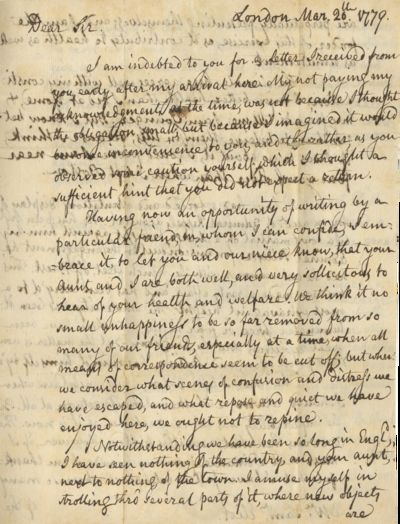1779 Letter of Boston Poet and...