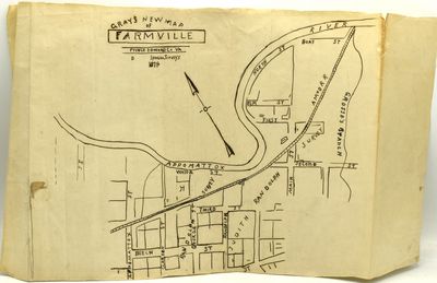 [VIRGINIA] [MAP] HAND-DRAWN MAP OF FARMVILLE. TAKEN FROM GRAY’S 1878 ATLAS OF VIRGINIA. JUDITH RANDOLPH SURVEY