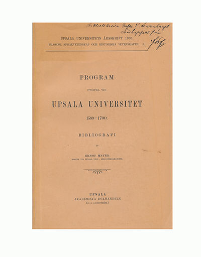 Program utgifna vid Upsala universitet 1599–1700.…