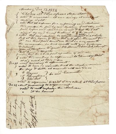Documents of a meeting of the proprietors of the New York patent thrashing machine purchases