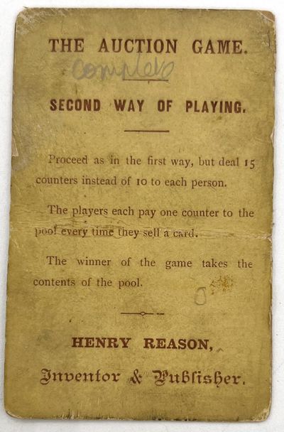 "The Auction Game" - 1880s Card Game; (photo 2)