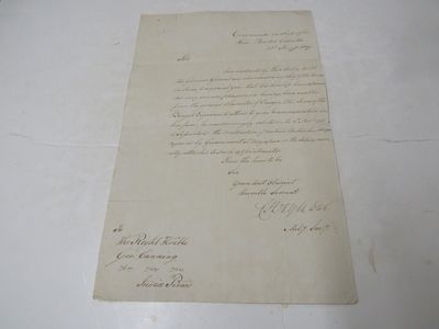 Letter From Col. Doyle Commander in Chief Office Head Quarters Calcutta Jan. 23, 1819 to the Right Honorable Geo. Caning