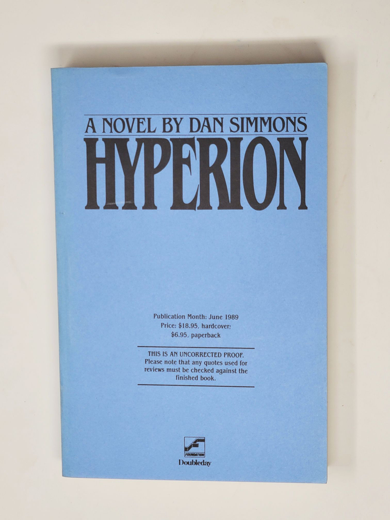 Livre Hyperion De Dan Simmons - 1ère édition 1989, Broché, état Comme Neuf