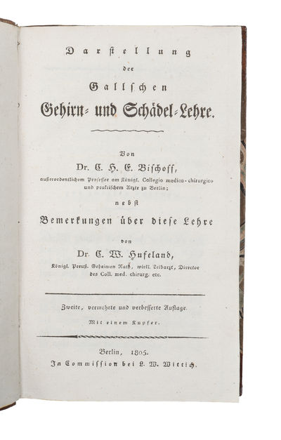 Darstellung der Gallschen Gehirn- und Schädel-Lehre. Von Dr. C.H.E. Bischoff, nebst Bemerkungen über diese Lehre von Dr. C.W. Hufeland. Zweite vermehrte und verbesserne Auflage. (photo 2)