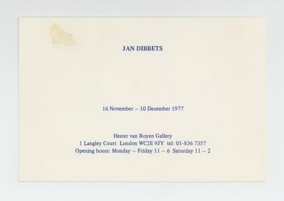 Exhibition card: Jan Dibbets (16 November-10 December 1977)
