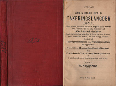 UTDRAG AF STOCKHOLMS STADS TAXERINGSLÄNGDER 1872,…