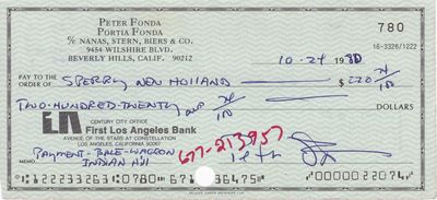 Peter Fonda Signed Check