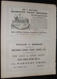 Rare Original 1853 Illustrated Advertisement for Boston Map Store ,  Clothing Store