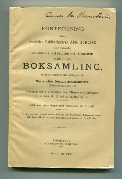 Förteckning öfver framlidne bokförläggaren Abr.…