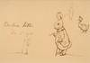A fine original pen and ink drawing depicting Old Mr. Bouncer, Mr. Tod, Jemima Puddle-Duck and Hunca Munca