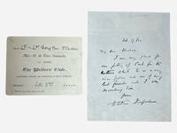 Autograph letter signed with invitation card by H. De Vere Stacpoole (1863-1951), writer of The Blue Lagoon, to fellow writer Douglas Sladen