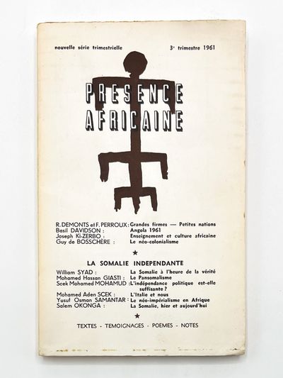 (Paris): (Présence Africaine), 1961. First printing. Near fine.. Issue XXXVIII of the pan-African p...