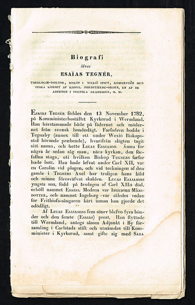 Biografi öfver Esaïas Tegnér.