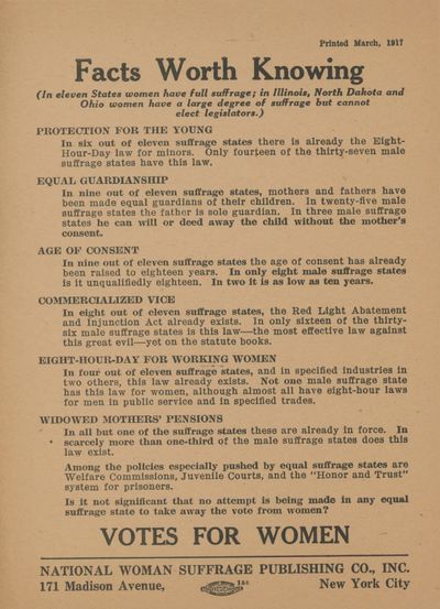 Facts Worth Knowing and Isn’t It True? [Two Handbills Concerning Women’s Suffrage]