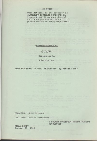 WUSA. [A Hall of Mirrors]. Screenplay by Robert Stone