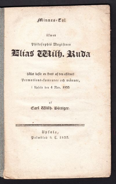 Minnes-tal öfwer philosophiä magistern Elias…