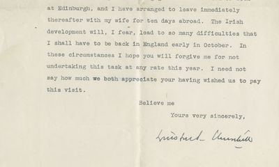 Winston Churchill Correctly Predicts That the Job of Setting the Permanent Irish Boundary Will Result in Disturbances or Instability