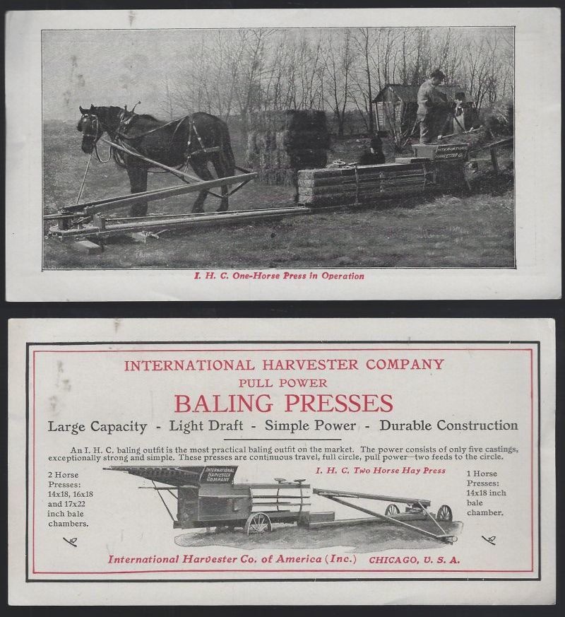 INTERNATIONAL HARVESTER ADVERTISEMENT FOR BALING PRESSES