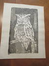 Untitled ( Large Original Lithograph Of An Owl)