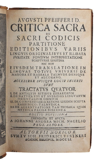 Critica sacra, de sacri Codicis partitione,…