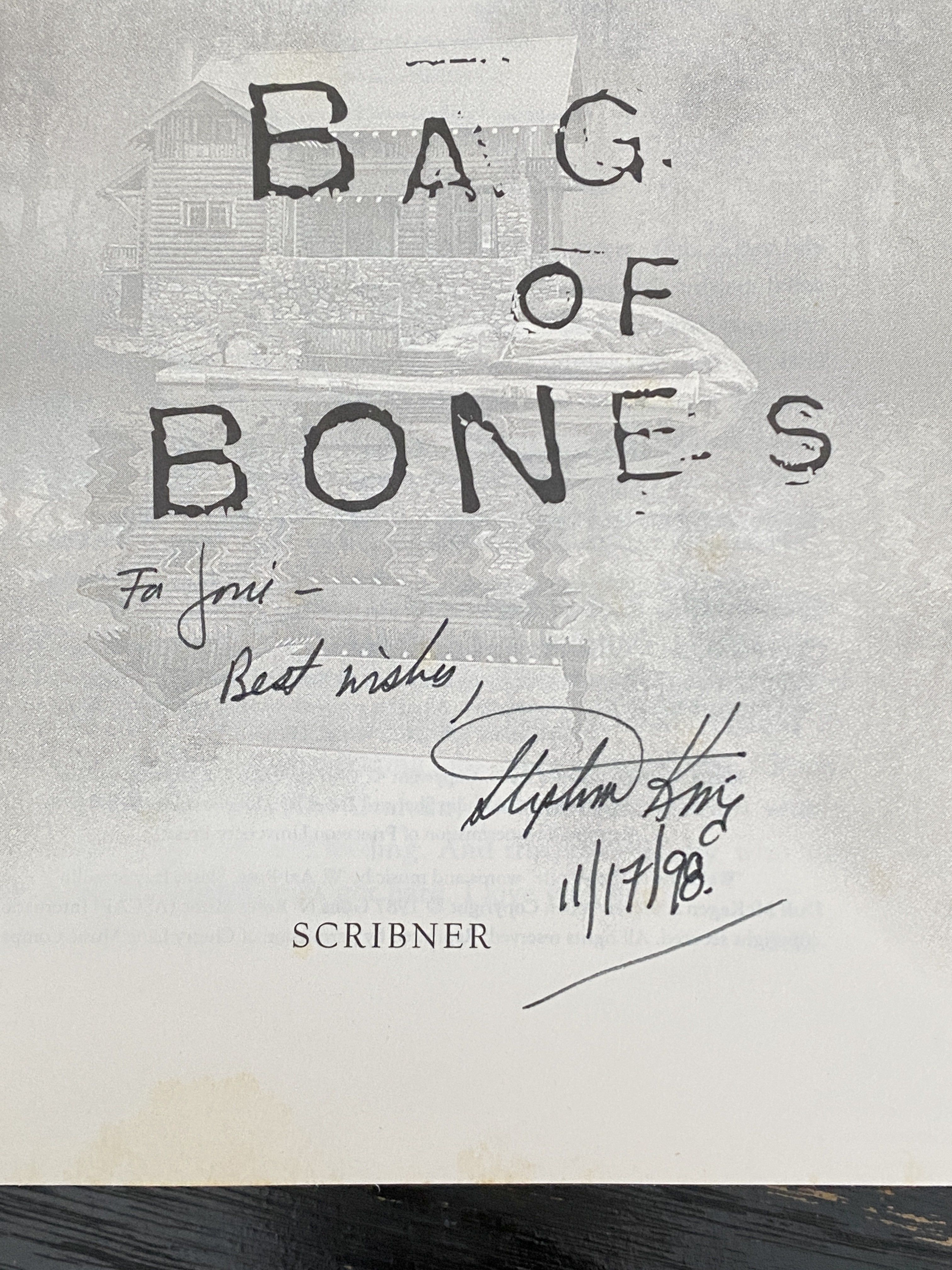 Bag of Bones by Stephen King Signed First Edition 1998 from Blue