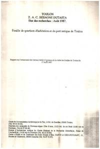 image of Fouilles de quartiers d'habitation et du port antique de Toulon/ etat des recherches aout 1987