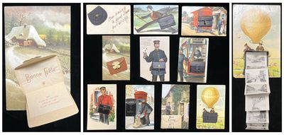 Ten (10) Novelty Postcards with Hidden Messages, Photo Accordion Viewbooks in Pockets