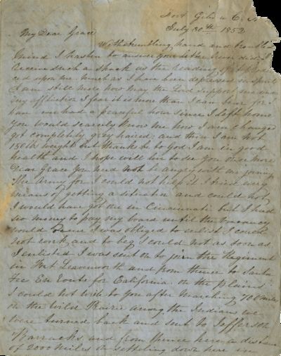 1852 Letter from a Soldier of the 7th...