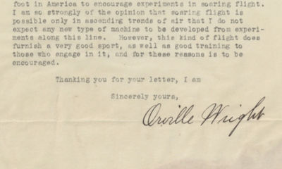 Orville Wright Doubts Viable Alternatives to the Flying Machine Invented by Himself and Brother Wilbur