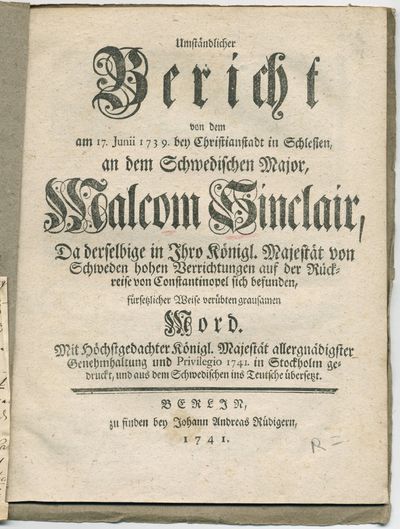 Umständlicher Bericht von dem am 17 junii 1739…