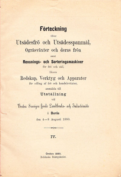 Förteckning öfver utsädesfrö och utsädesspanmål,…