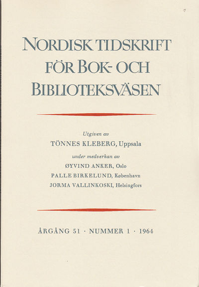 Nordisk tidskrift för bok- och biblioteksväsen.…
