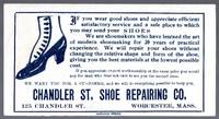 Vintage Advertising Ink Blotter for the Chandler Shoe Repair Co.  Worcester, Ma