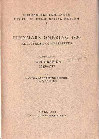 Finnmark omkring 1700  Aktstykker og oversikter.…