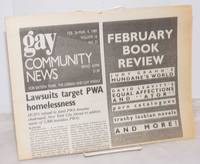 GCN: Gay Community News; the weekly for lesbians and gay males; vol. 16, #32, February 26 - March 4, 1989; Lawsuits traget PWA homelessness by Poggi, Stephanie & Loie Hayes, editors, Michael Bronski, Chris Bull, Michele Moore, Judy Harris, et al - 1989