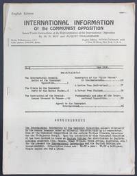 cover of International Information of the Communist Opposition. Issued under instructions of the representatives of the International Opposition. No. 2 (May 1930)