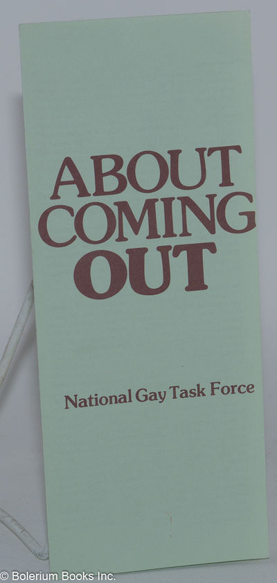 New York: National Gay Task Force, 1979. Eight-panel folded brochure, 3.5x8.5 inches, green paper, p...