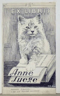 Original Cat Book Plate of Anne Luege, Signed  M. B. Shak