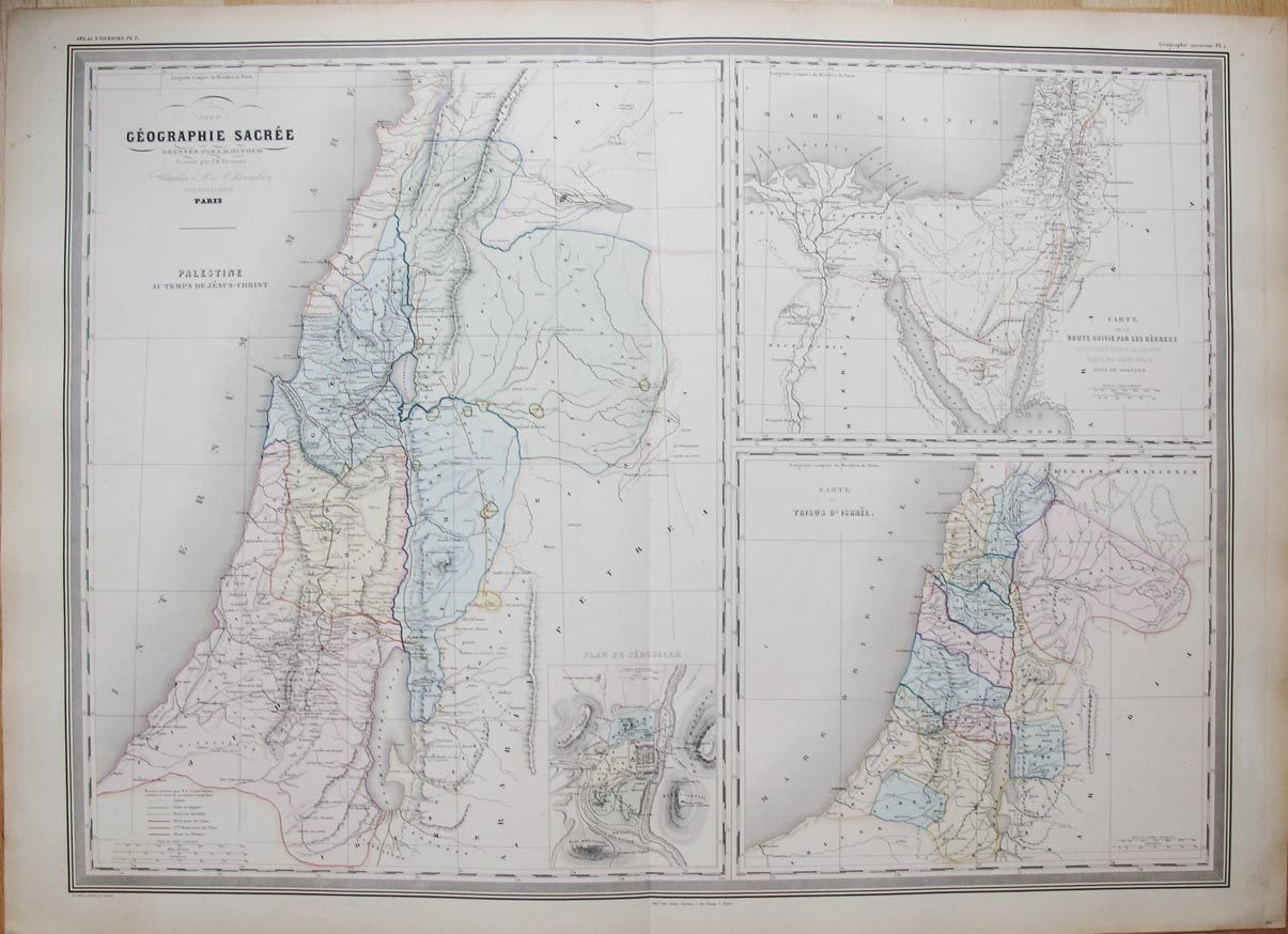 Géographie Sacrée. Palestine au temps de Jésus-Christ. Carte de la