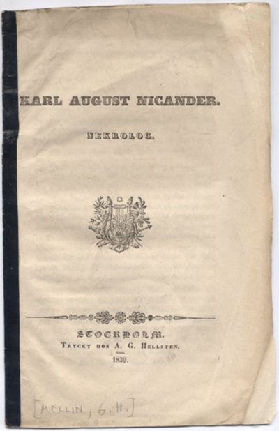 Karl August Nicander. Nekrolog.