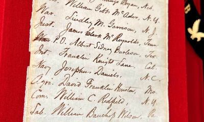 Woodrow Wilson’s Original List of His Initial Cabinet Appointments, in His Own Hand