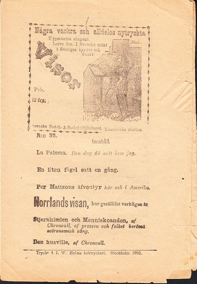 Några vackra  och alldeles nytryckta Visor. [Utg.…
