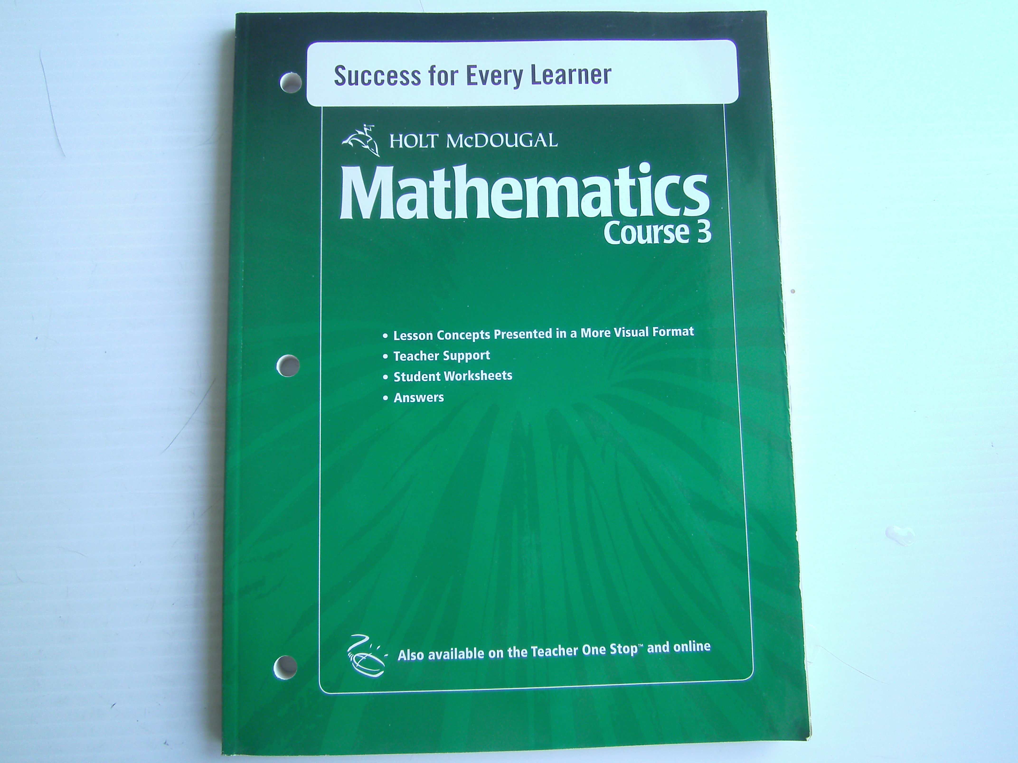 Holt McDougal Mathematics Course 3, 2010 Success for Every Learner with Answers by HOLT MCDOUGAL - Paperback - 2010-01-01 - from zeebooks (SKU: SKU1025332) holt-mcdougal-mathematics-course-3-2010-success-for-every-learner-with-answers-by-holt-mcdougal-paperback-2010-01-01-from-zeebooks-sku-sku1025332