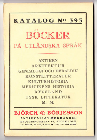 Björck & Börjesson. Katalog No. 393. Böcker på…